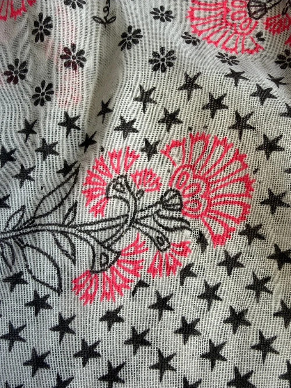 Free People Pink Floral Star Print Sheer Cloth Shoulder Tote Bag Like New